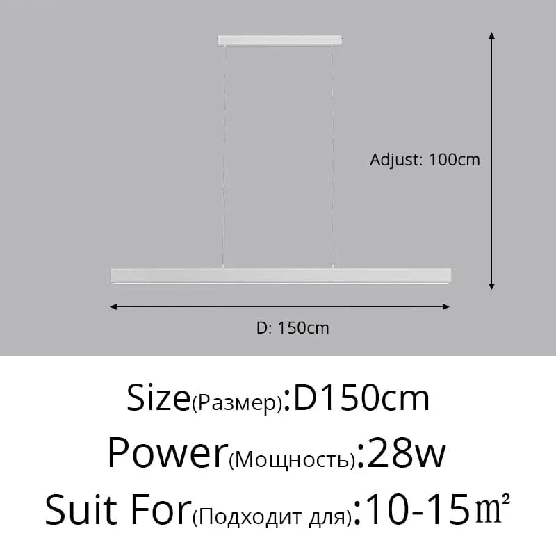 Lustre Suspendu pour Table à Manger - Éclairage d'Intérieur pour une Décoration Maison | Marco Lucetti B Blanc 150cm / Blanc chaud, pas de télécommande