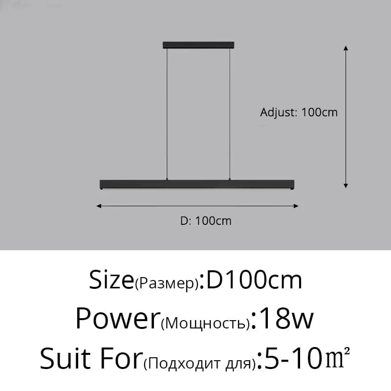 Lustre Suspendu pour Table à Manger - Éclairage d'Intérieur pour une Décoration Maison | Marco Lucetti B Noir 100cm / Blanc froid, pas de télécommande