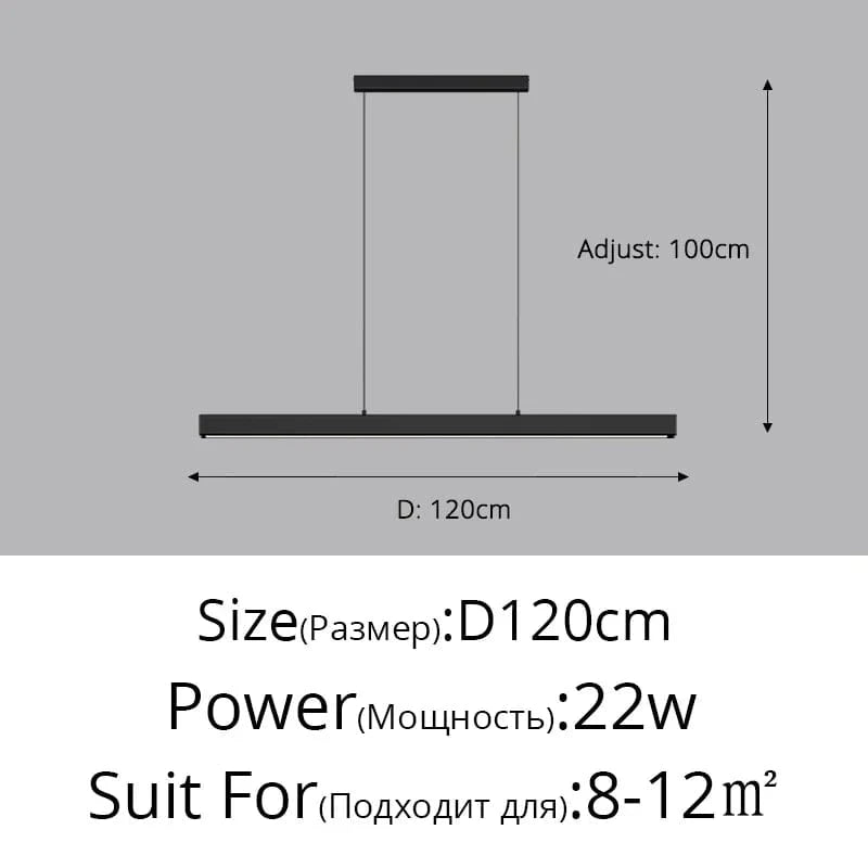 Lustre Suspendu pour Table à Manger - Éclairage d'Intérieur pour une Décoration Maison | Marco Lucetti B Noir 120cm / Blanc chaud, pas de télécommande