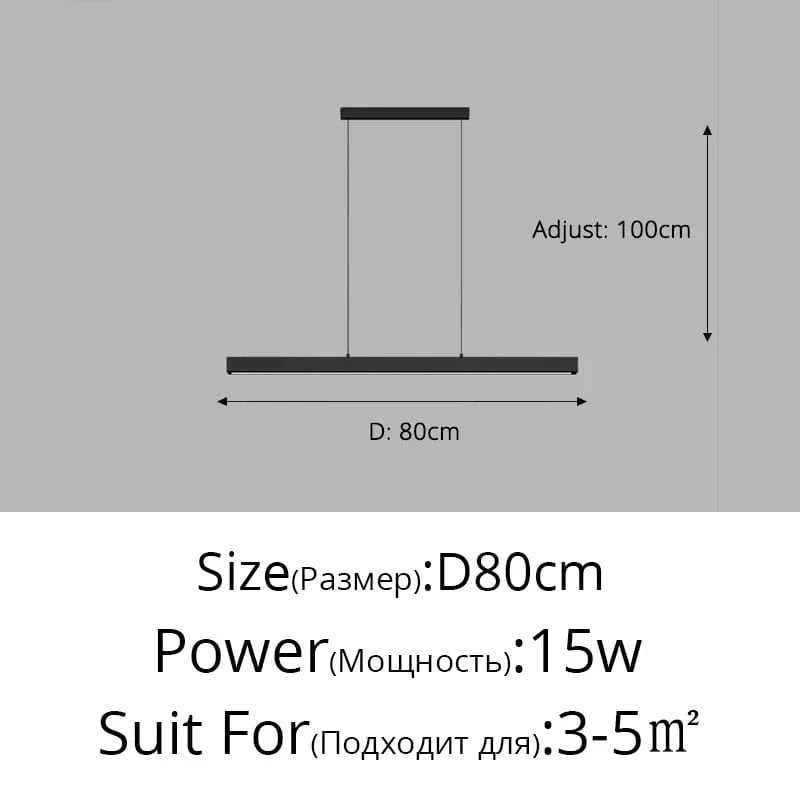 Lustre Suspendu pour Table à Manger - Éclairage d'Intérieur pour une Décoration Maison | Marco Lucetti B Noir 80cm / Blanc froid, pas de télécommande