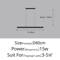 Lustre Suspendu pour Table à Manger - Éclairage d'Intérieur pour une Décoration Maison | Marco Lucetti B Noir 80cm / Blanc froid, pas de télécommande