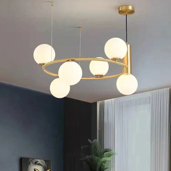 Lustre suspendu SANDYHA nordique noir et or, boule de verre en métal, LED intégrée - Pour salle à manger et salon | Marco Lucetti