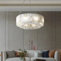 Lustre suspension élégant en marbre naturel LED postmoderne pour villa de luxe | Marco Lucetti
