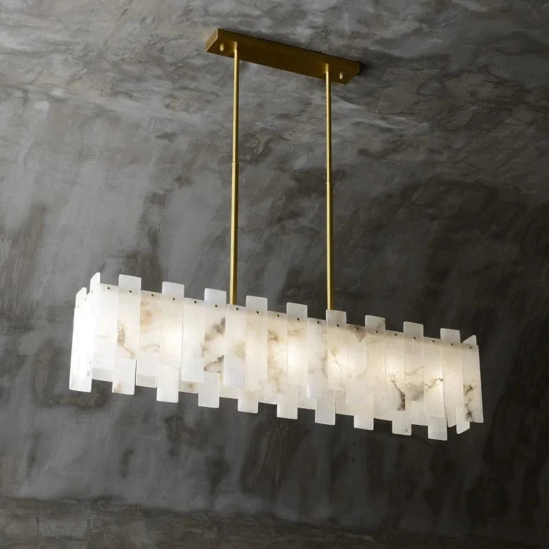 Lustre suspension élégant en marbre naturel LED postmoderne pour villa de luxe | Marco Lucetti