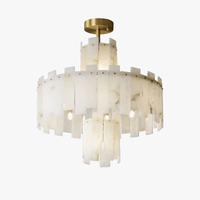 Lustre suspension élégant en marbre naturel LED postmoderne pour villa de luxe | Marco Lucetti