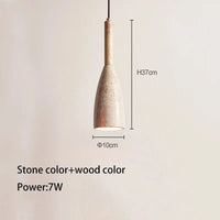 Lustre Suspension LED Grotte de Pierre Jaune Naturel pour Chambre Moderne | Marco Lucetti Couleur pierre et bois / 4000K