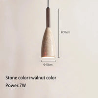 Lustre Suspension LED Grotte de Pierre Jaune Naturel pour Chambre Moderne | Marco Lucetti Pierre et noyer / 3000K