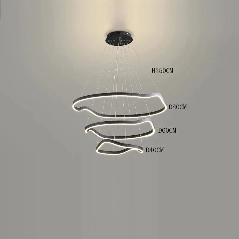 Lustre Suspension LED ModernoLight pour un Éclairage Intérieur Haut de Gamme | Marco Lucetti Anneau 3 noir / Blanc froid