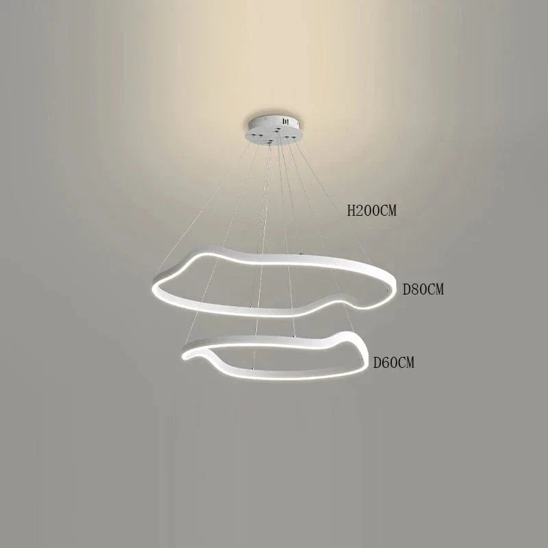 Lustre Suspension LED ModernoLight pour un Éclairage Intérieur Haut de Gamme | Marco Lucetti Blanc 2 anneaux / Gradation à distance RC