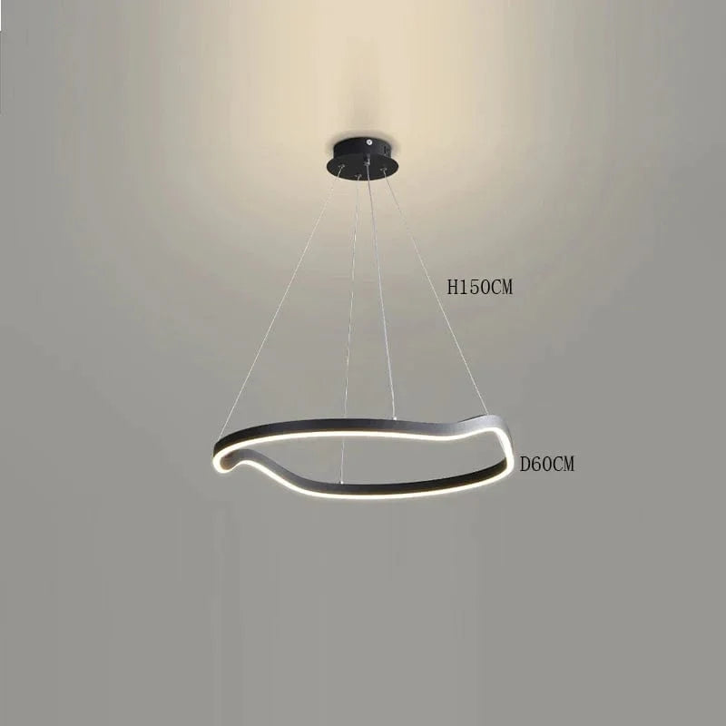 Lustre Suspension LED ModernoLight pour un Éclairage Intérieur Haut de Gamme | Marco Lucetti Noir 1 anneau / Gradation à distance RC