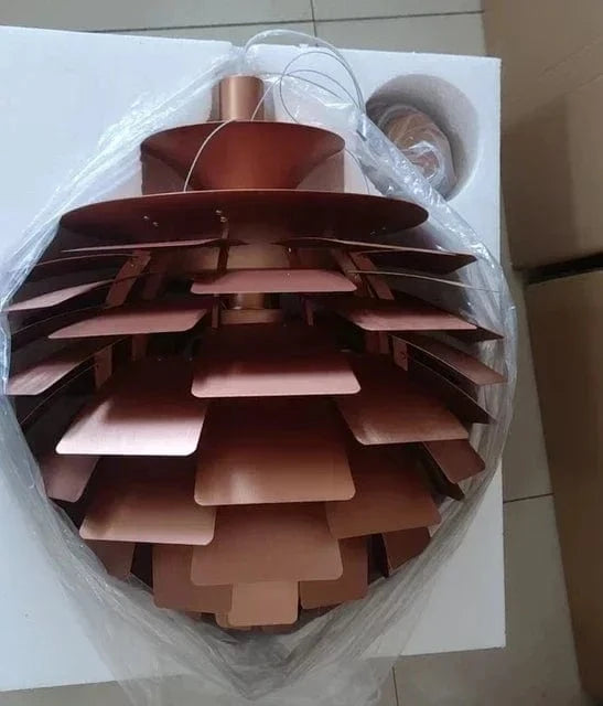 Lustre suspension LED Pinecone par le designer danois Louis | Marco Lucetti Cuivre / Dia48cm / Lumière naturelle