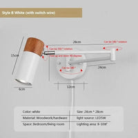 Lustre télescopique en bois oscillant pour une décoration intérieure design | Marco Lucetti Interrupteur WL524 24 cm / Blanc froid