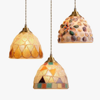 Suspension Tiffany Méditerranée en Verre Coquille LED