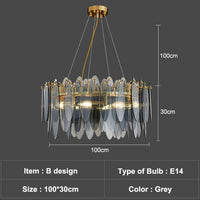 Lustre Valentina Luxury Glass Co. | Marco Lucetti B - 100cm - Grey / Chaude