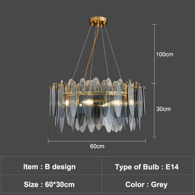 Lustre Valentina Luxury Glass Co. | Marco Lucetti B - 60cm - Grey / Chaude