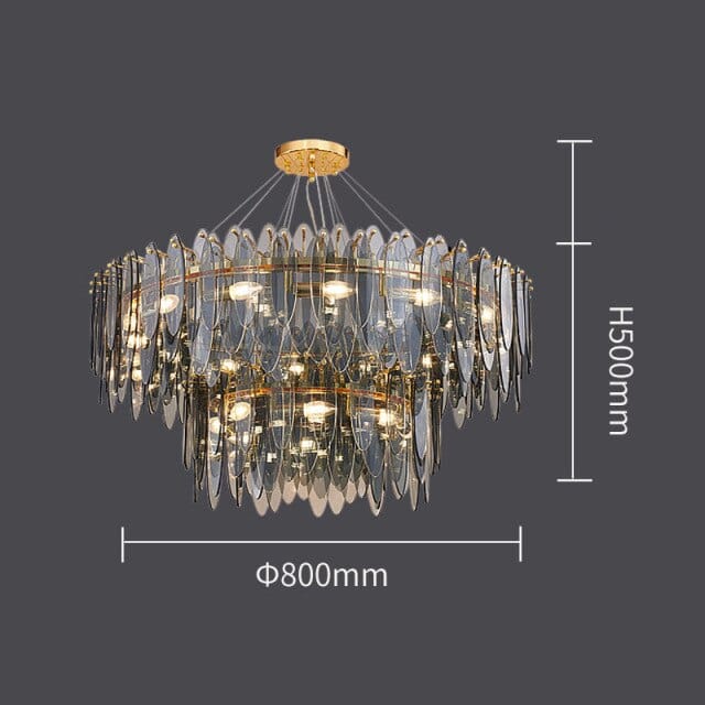 Lustre Valentina Luxury Glass Co. | Marco Lucetti B - 80cm - 2 level Grey / Chaude