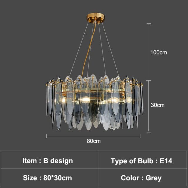 Lustre Valentina Luxury Glass Co. | Marco Lucetti B - 80cm - Grey / Chaude