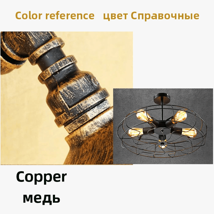 Lustre ventilateur plafonnier rétro Loft pour café salon chambre balcon couloir | Marco Lucetti