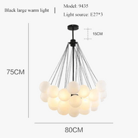 Lustre Verre Bulles 19/37 Or Noir - Élégance Moderne