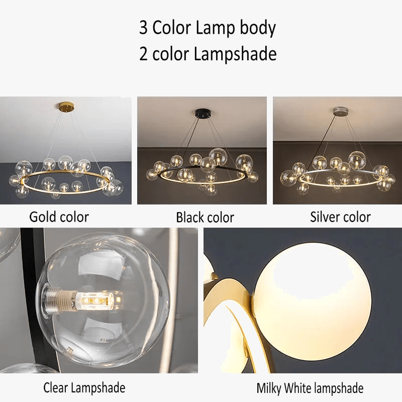 Lustre Verre Moderne LED Noir & Or  | Marco Lucetti