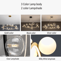 Lustre Verre Moderne LED Noir & Or  | Marco Lucetti