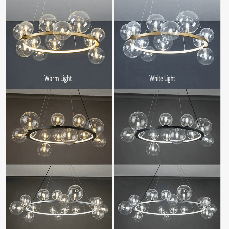 Lustre Verre Moderne LED Noir & Or  | Marco Lucetti