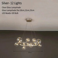 Lustre Verre Moderne LED Noir & Or  | Marco Lucetti Argent 12 Lumières / Lumière chaude