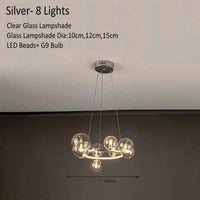 Lustre Verre Moderne LED Noir & Or  | Marco Lucetti Argent 8 Lumières / Lumière chaude