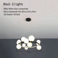 Lustre Verre Moderne LED Noir & Or  | Marco Lucetti Noir 12 Lumières / Lumière chaude
