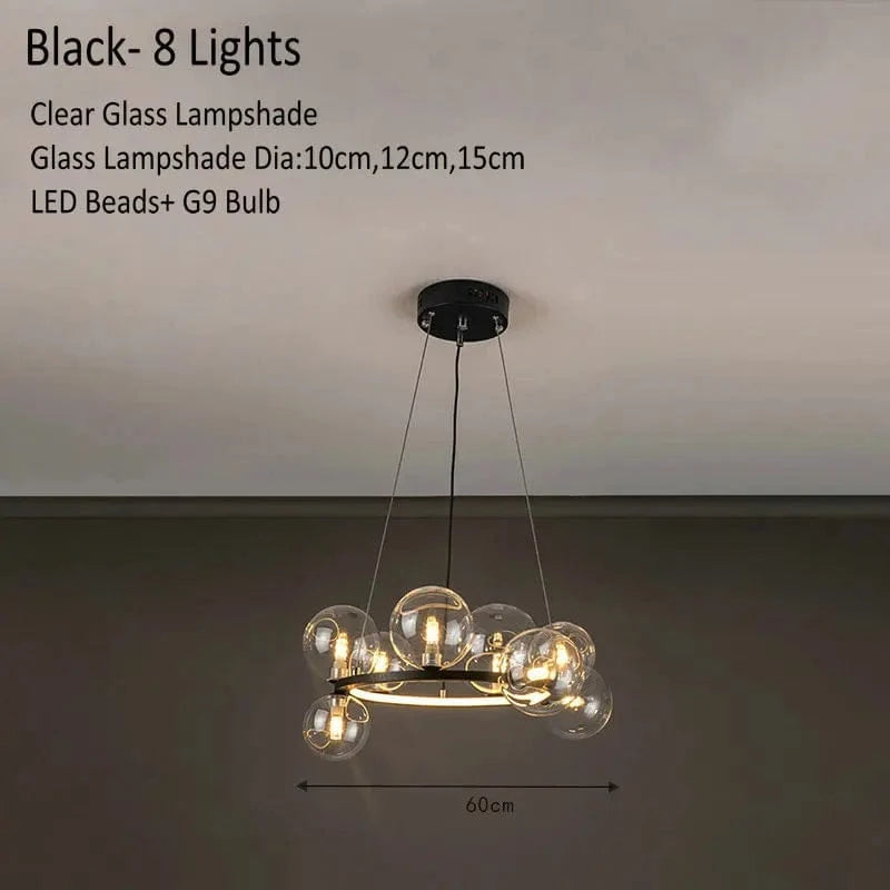 Lustre Verre Moderne LED Noir & Or  | Marco Lucetti Noir 8 lumières 1 / Lumière chaude