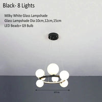 Lustre Verre Moderne LED Noir & Or  | Marco Lucetti Noir 8 lumières / Lumière chaude