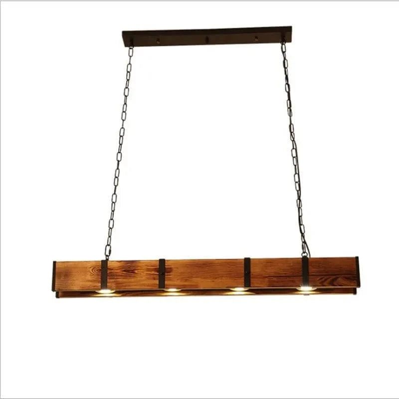 Lustre Vintage Américain en Bois pour Salle à Manger et Bar avec Éclairage Led de Style Industriel | Marco Lucetti