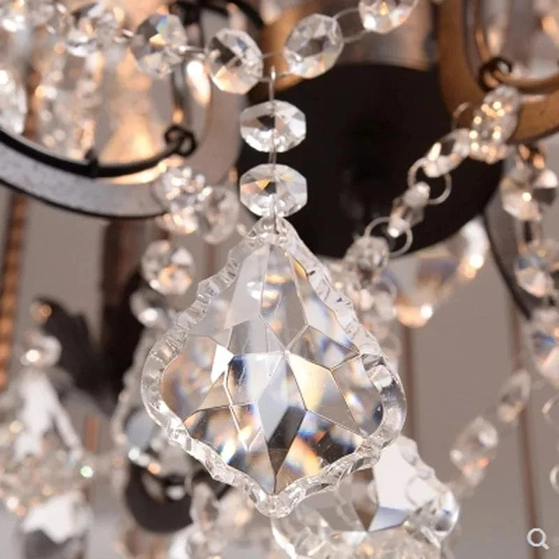 Lustre Vintage Américain en Fer avec Cage à Oiseaux et Cristaux - Style Authentique | Marco Lucetti