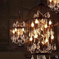 Lustre Vintage Américain en Fer avec Cage à Oiseaux et Cristaux - Style Authentique | Marco Lucetti