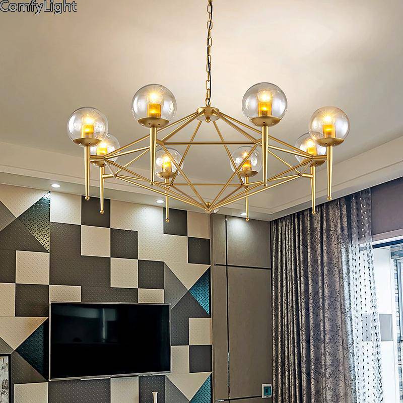 Lustre Vintage Doré et Boule en Verre - Style Loft | Marco Lucetti