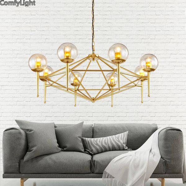 Lustre Vintage Doré et Boule en Verre - Style Loft | Marco Lucetti