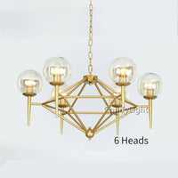 Lustre Vintage Doré et Boule en Verre - Style Loft | Marco Lucetti 6 lampes