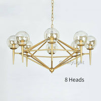 Lustre Vintage Doré et Boule en Verre - Style Loft | Marco Lucetti 8 lampes