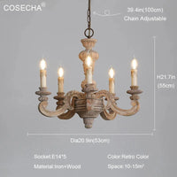 Lustre Vintage en Bois Art Déco Nordique - Éclairage Rétro | Marco Lucetti Couleur vintage 5LT