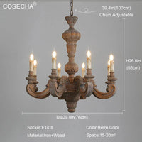 Lustre Vintage en Bois Art Déco Nordique - Éclairage Rétro | Marco Lucetti Couleur vintage 8LT