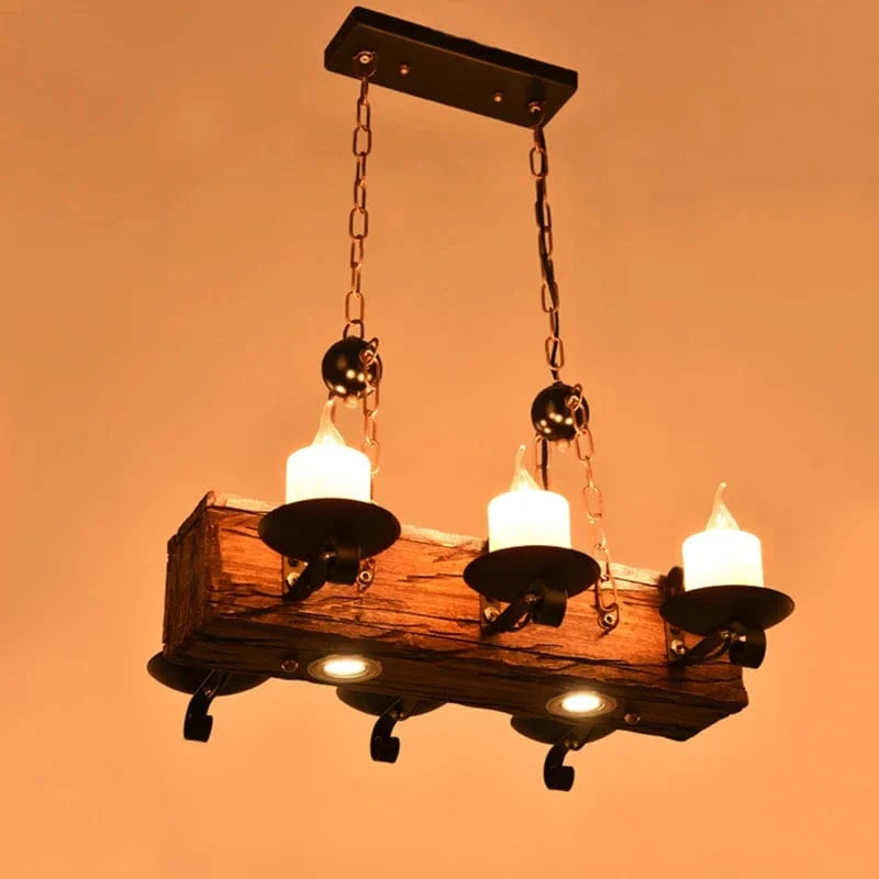 Lustre Vintage en bois et métal | Marco Lucetti