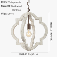Lustre Vintage en Bois Massif "French-American Style" - Éclairage Rétro Blanc 4 Lumières | Marco Lucetti