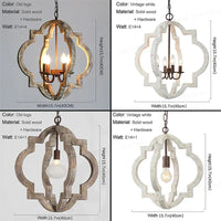 Lustre Vintage en Bois Massif "French-American Style" - Éclairage Rétro Blanc 4 Lumières | Marco Lucetti