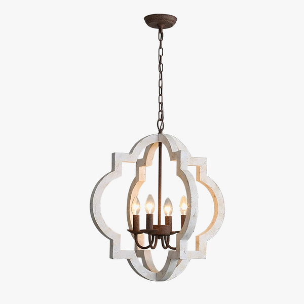 Lustre Vintage en bois massif pour un salon élégant