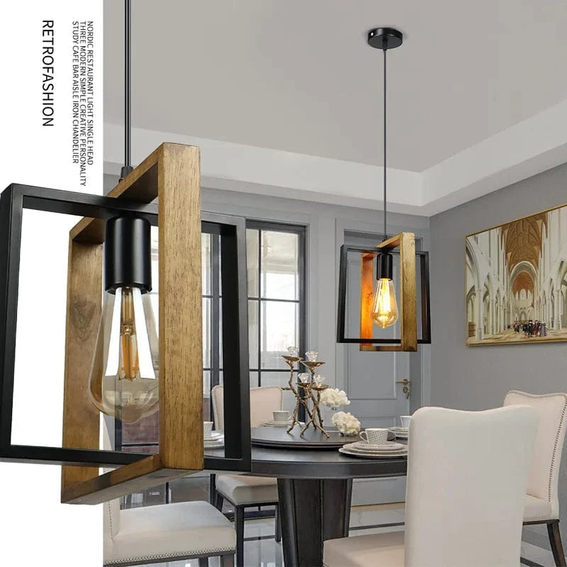 Lustre vintage en bois pour cuisine et restaurant : élégance rétro assurée | Marco Lucetti