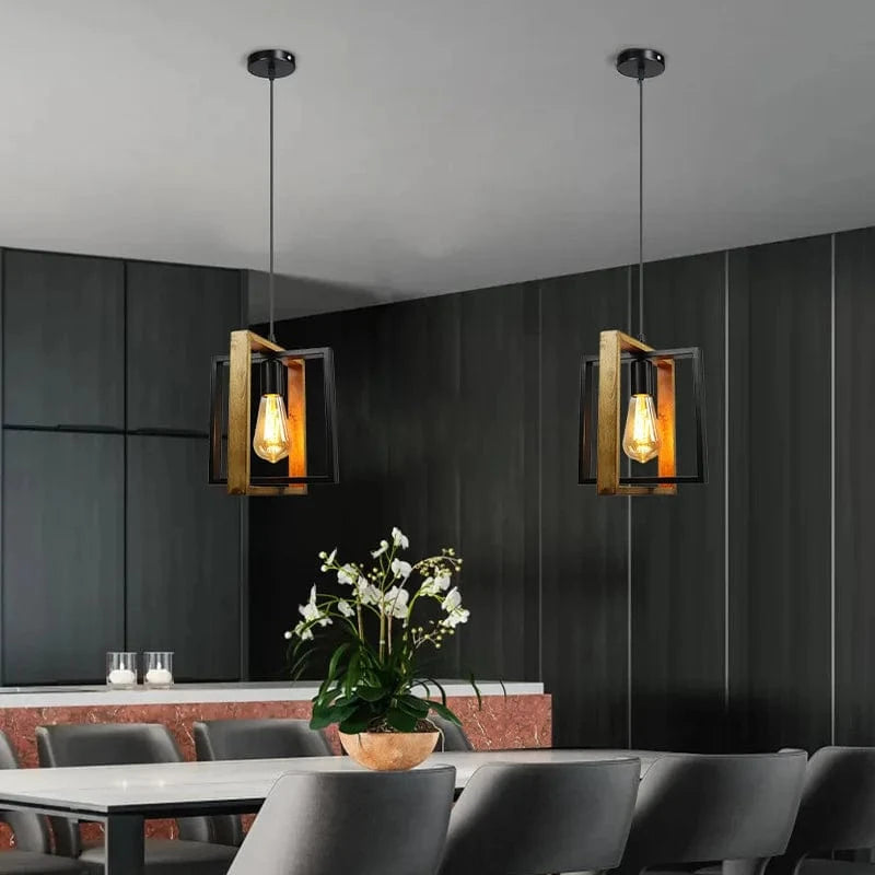 Lustre vintage en bois pour cuisine et restaurant : élégance rétro assurée | Marco Lucetti