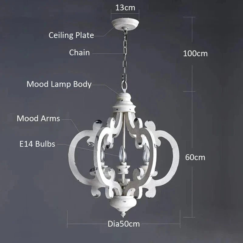 Lustre vintage en bois pour ferme et loft rétro - DécoCampagne | Marco Lucetti Diamètre 50 cm