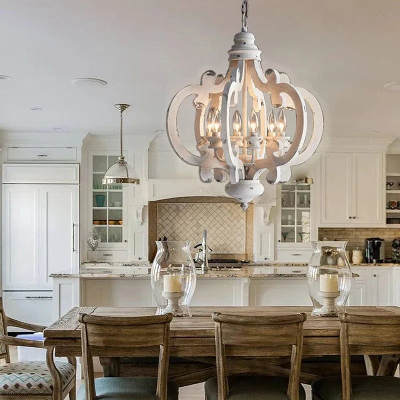 Lustre vintage en bois pour ferme et loft rétro - DécoCampagne | Marco Lucetti Diamètre 50 cm