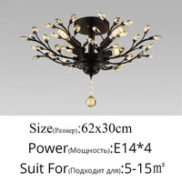 Lustre Vintage en Cristal LED Nordique pour Salon et Chambre | Marco Lucetti Noir - 4 têtes C / Pas d&#39;ampoule