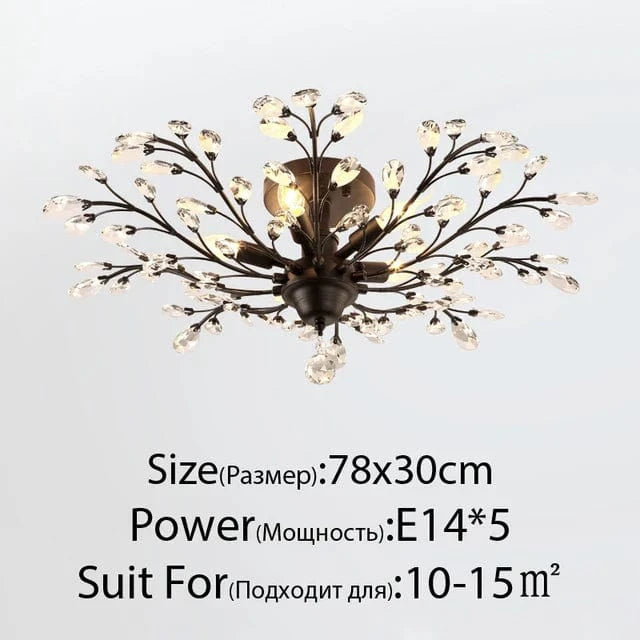 Lustre Vintage en Cristal LED Nordique pour Salon et Chambre | Marco Lucetti Noir - 5 têtes C / Pas d&#39;ampoule